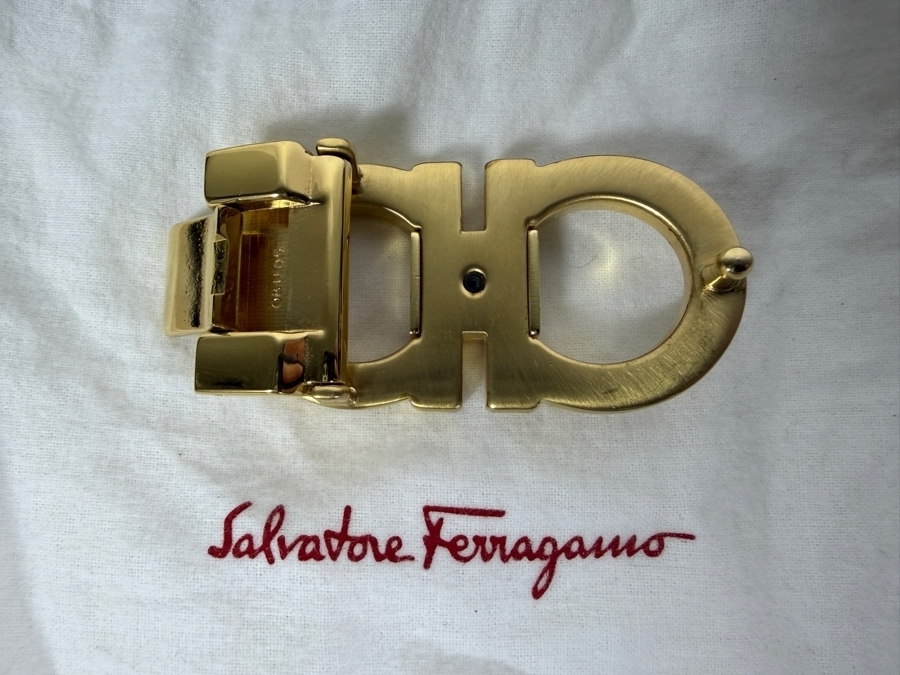Just Added - New Salvatore Ferragamo Brass Belt Buckle With Box And Dust Jacket (No Leather Belt) [Photo 5]