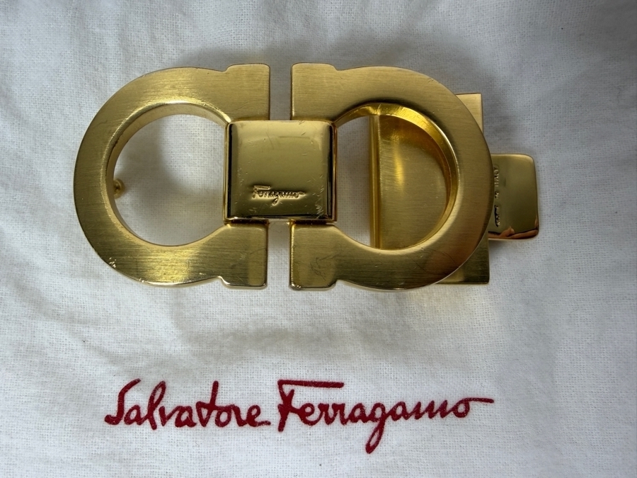 Just Added - New Salvatore Ferragamo Brass Belt Buckle With Box And Dust Jacket (No Leather Belt) [Photo 2]