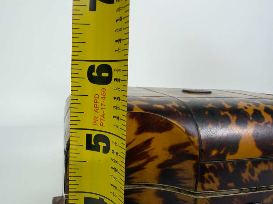 Just Added - Antique Georgian Tortoise Shell Tea Caddy 7.75'W X 4.5'D X 5.5'H [Photo 18]