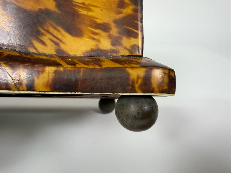 Just Added - Antique Georgian Tortoise Shell Tea Caddy 7.75'W X 4.5'D X 5.5'H [Photo 15]
