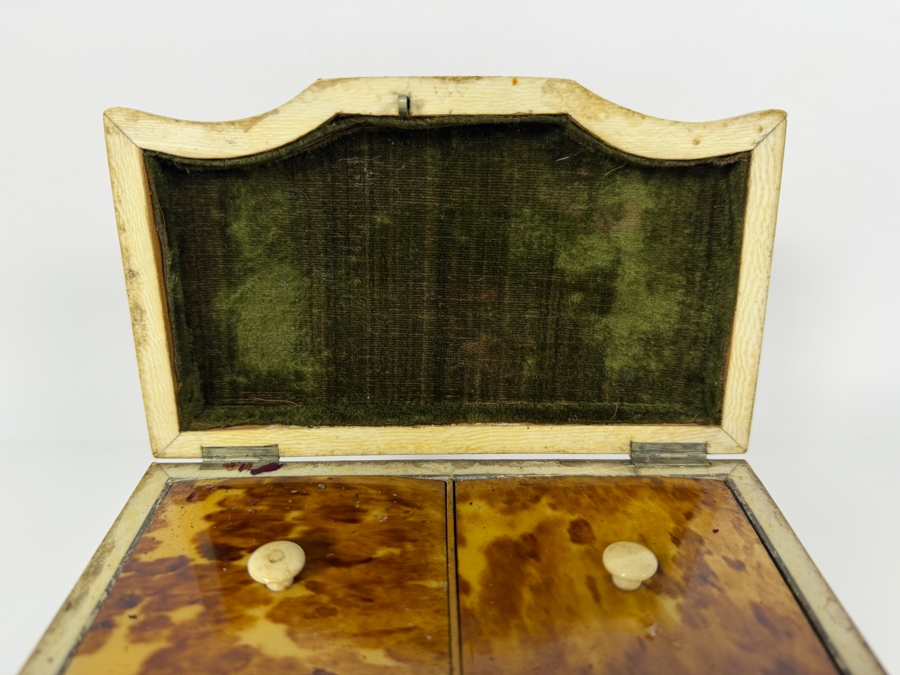 Just Added - Antique Georgian Tortoise Shell Tea Caddy 7.75'W X 4.5'D X 5.5'H [Photo 9]