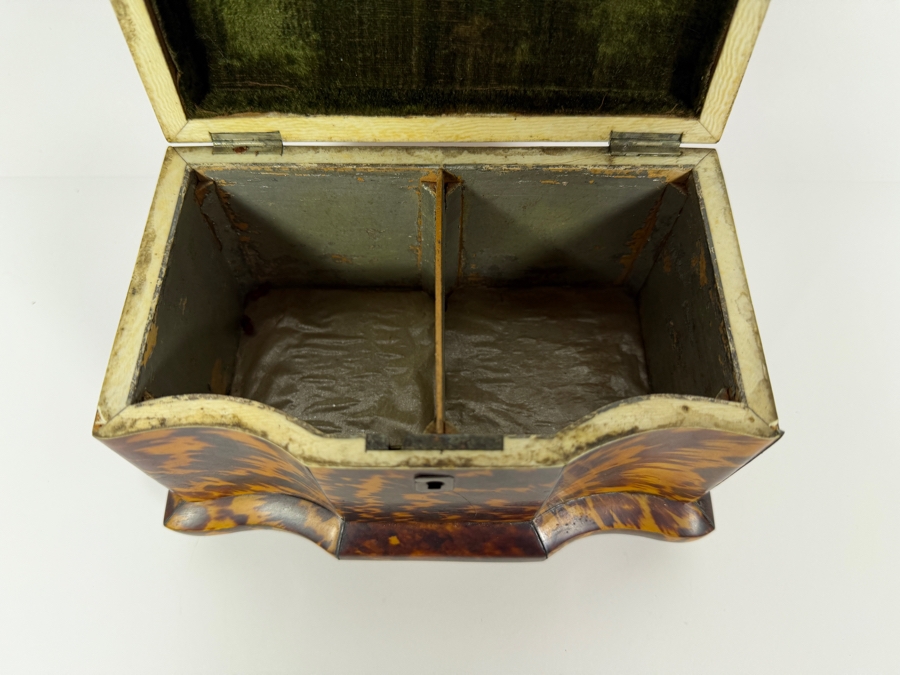Just Added - Antique Georgian Tortoise Shell Tea Caddy 7.75'W X 4.5'D X 5.5'H [Photo 11]