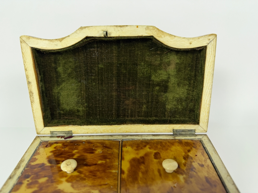 Just Added - Antique Georgian Tortoise Shell Tea Caddy 7.75'W X 4.5'D X 5.5'H [Photo 8]