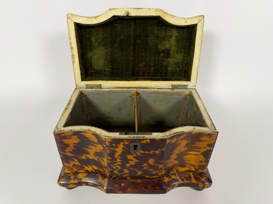 Just Added - Antique Georgian Tortoise Shell Tea Caddy 7.75'W X 4.5'D X 5.5'H [Photo 10]