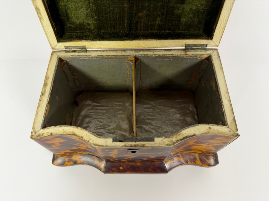 Just Added - Antique Georgian Tortoise Shell Tea Caddy 7.75'W X 4.5'D X 5.5'H [Photo 12]