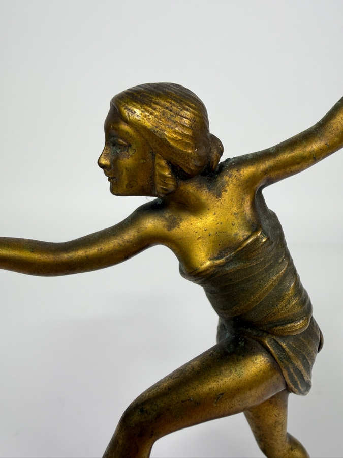 Just Added - Antique Art Deco Bronze Dancer Sculpture Signed Gimbel 8'H [Photo 5]