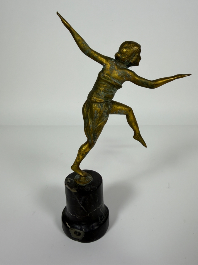 Just Added - Antique Art Deco Bronze Dancer Sculpture Signed Gimbel 8'H [Photo 6]