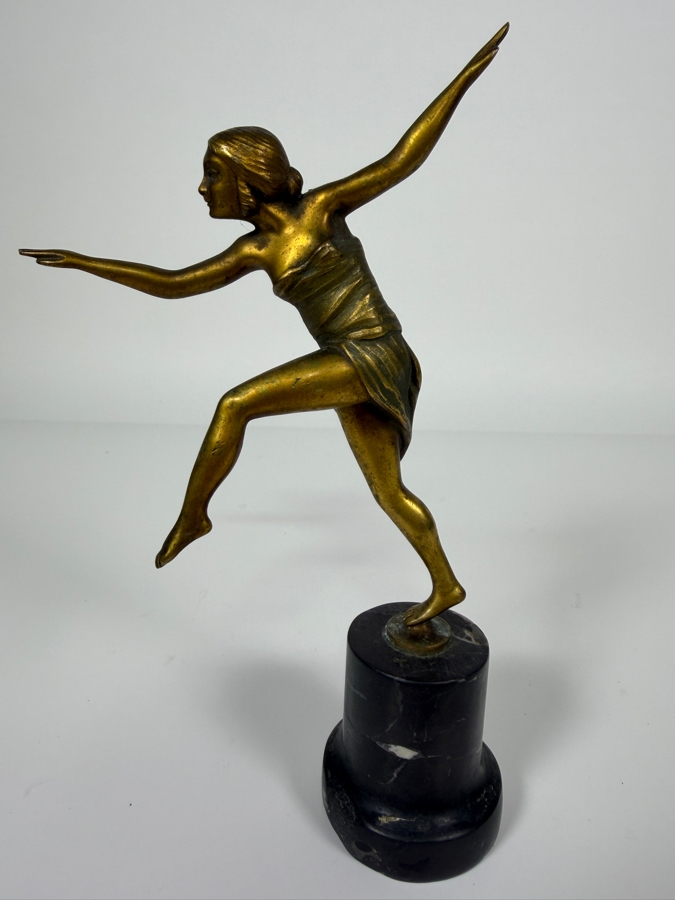Just Added - Antique Art Deco Bronze Dancer Sculpture Signed Gimbel 8'H [Photo 3]