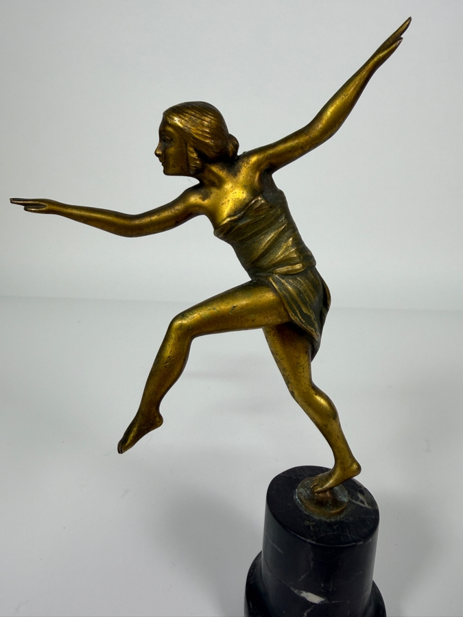Just Added - Antique Art Deco Bronze Dancer Sculpture Signed Gimbel 8'H [Photo 4]