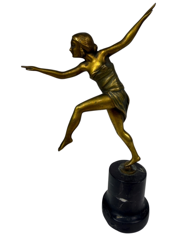 Just Added - Antique Art Deco Bronze Dancer Sculpture Signed Gimbel 8'H