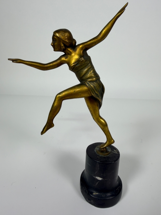 Just Added - Antique Art Deco Bronze Dancer Sculpture Signed Gimbel 8'H [Photo 2]