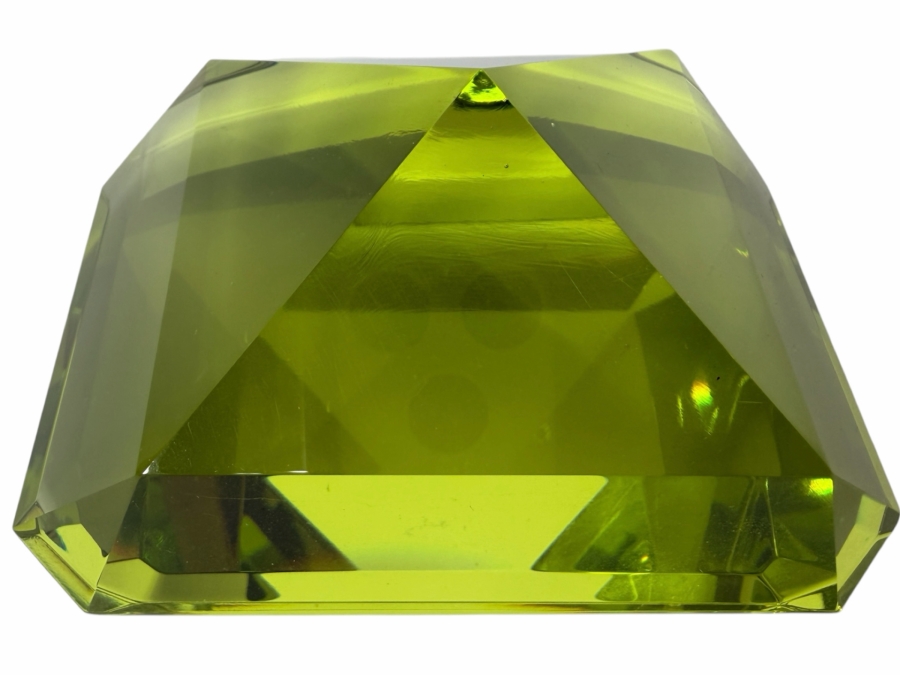 Just Added - Faceted Gem-Like Green Paperweight 4'W