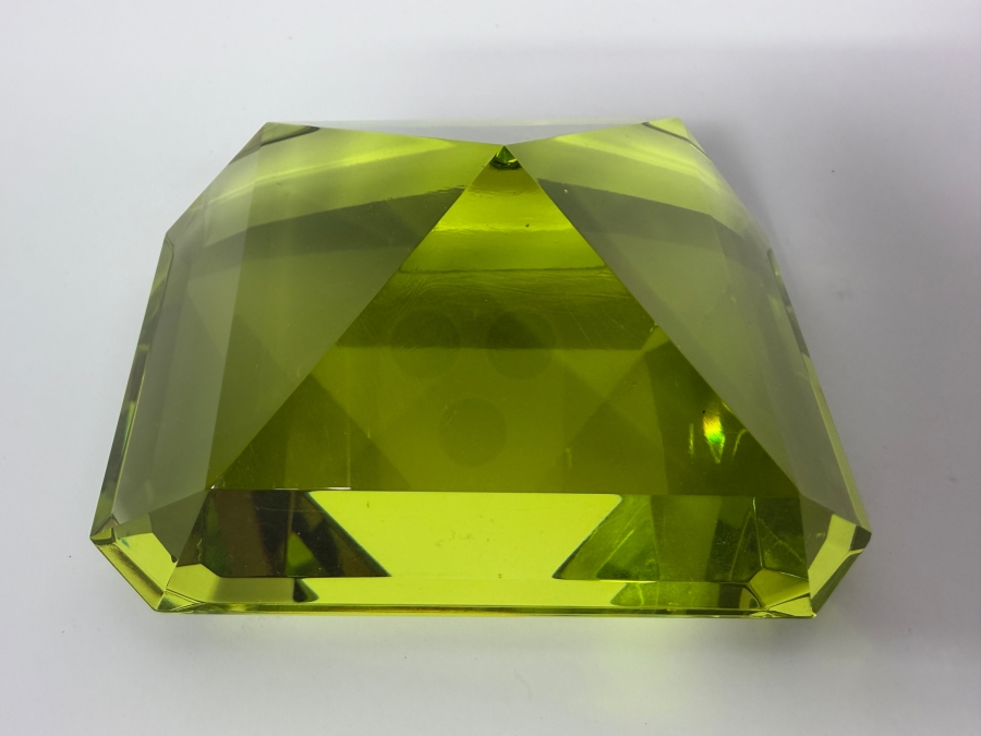 Just Added - Faceted Gem-Like Green Paperweight 4'W [Photo 2]
