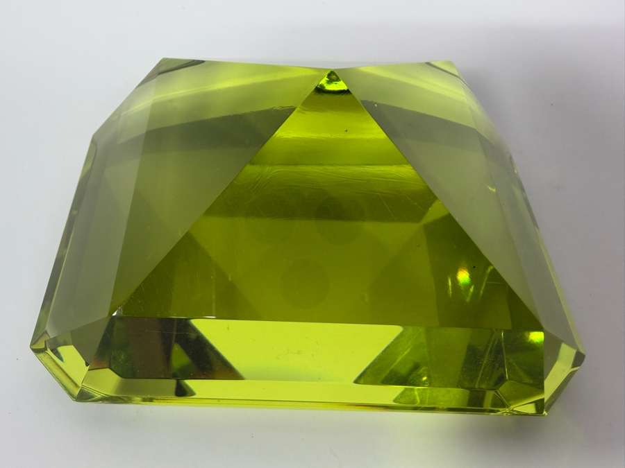 Just Added - Faceted Gem-Like Green Paperweight 4'W [Photo 3]