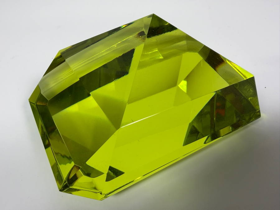Just Added - Faceted Gem-Like Green Paperweight 4'W [Photo 6]