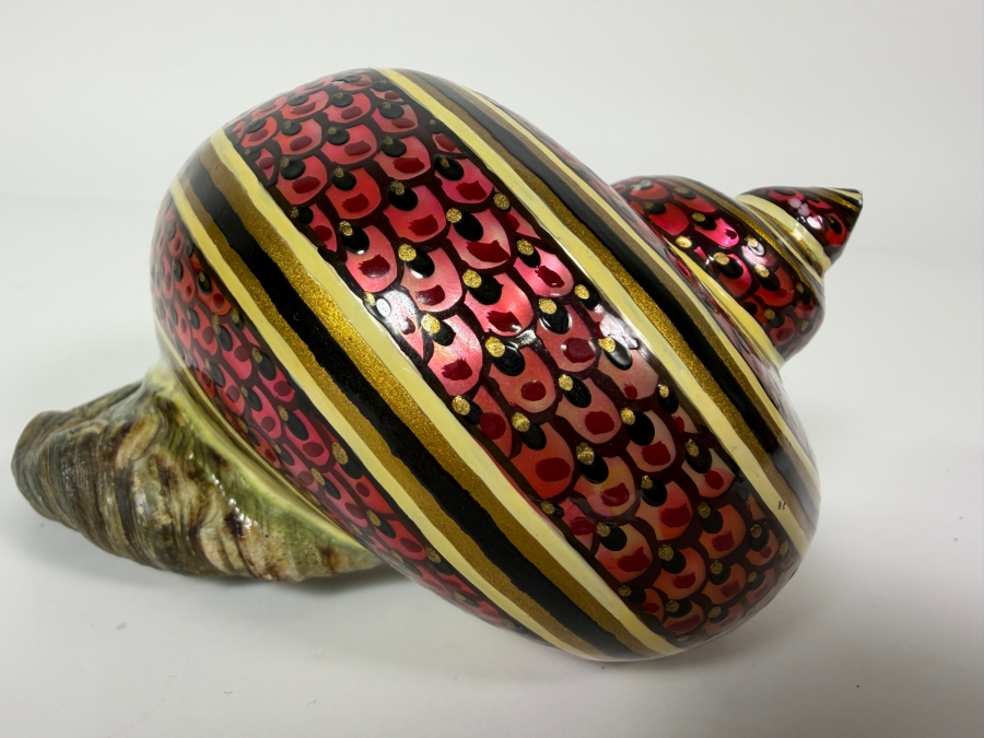 Just Added - Hand Painted Organic Seashell Signed F. D. 5'W X 3'H [Photo 2]