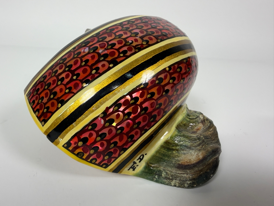 Just Added - Hand Painted Organic Seashell Signed F. D. 5'W X 3'H [Photo 4]