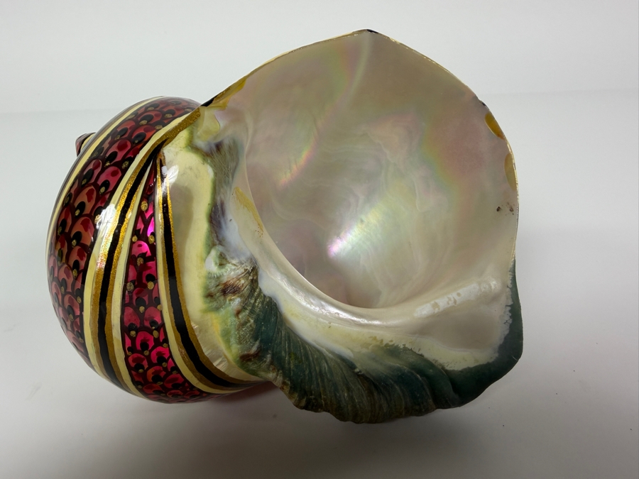 Just Added - Hand Painted Organic Seashell Signed F. D. 5'W X 3'H [Photo 6]