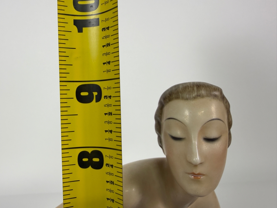 Just Added - Antique Art Deco Rosenthal Porcelain Figurine 'Bather' By Gerhard Schliepstein, Circa 1932 9'W X 9'H [Photo 11]