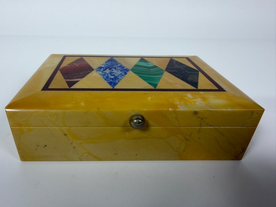 Just Added - Vintage Inlaid Stone Box 5W X 3.5D X 1.5H [Photo 3]