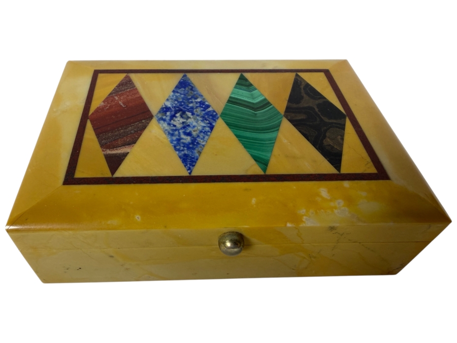 Just Added - Vintage Inlaid Stone Box 5W X 3.5D X 1.5H [Photo 2]