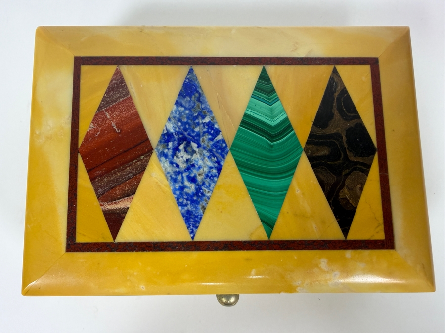 Just Added - Vintage Inlaid Stone Box 5W X 3.5D X 1.5H [Photo 4]