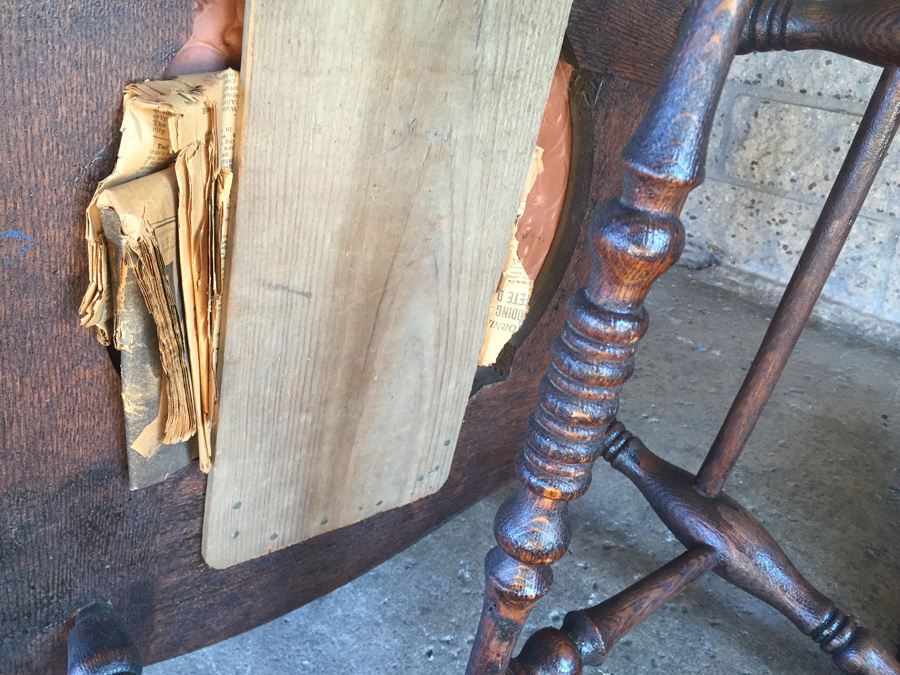 Vintage Rocking Chair With Tooled Leather Seat - CHARITY ITEM [Photo 16]