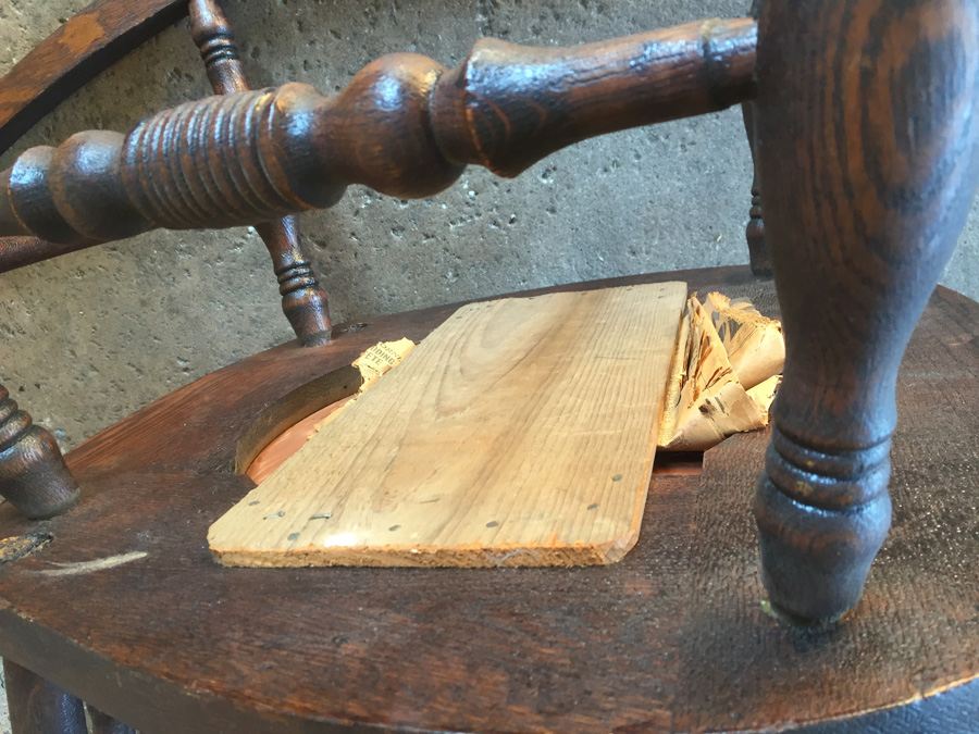 Vintage Rocking Chair With Tooled Leather Seat - CHARITY ITEM [Photo 15]