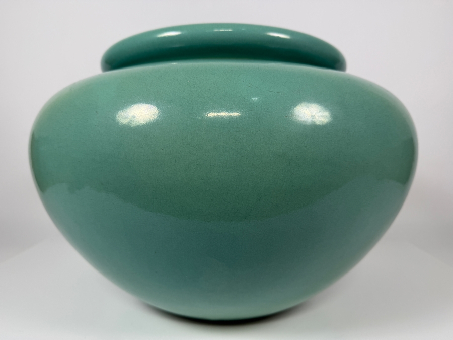 Just Added - Large Vintage American Bauer Pottery Seafoam Green Jardiniere 16'W X 11'H [Photo 3]