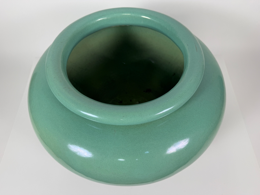 Just Added - Large Vintage American Bauer Pottery Seafoam Green Jardiniere 16'W X 11'H [Photo 4]