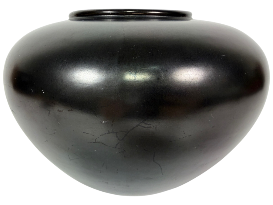 Just Added - Antique Bauer Pottery Black Indian Bowl No. 146 Featuring A Hand-Polished Matte Black Finish And Rounded Ovoid Form, Designed By Tracy Irwin, Produced In Los Angeles Circa Mid-20th Century 10'W X 7.5'H
