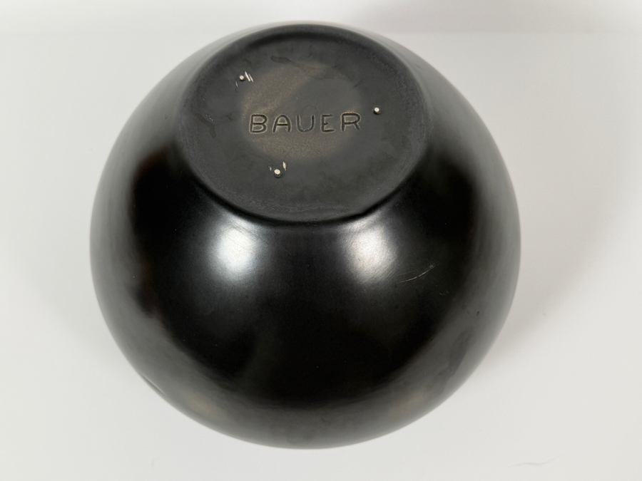 Just Added - Antique Bauer Pottery Black Indian Bowl No. 146 Featuring A Hand-Polished Matte Black Finish And Rounded Ovoid Form, Designed By Tracy Irwin, Produced In Los Angeles Circa Mid-20th Century 10'W X 7.5'H [Photo 5]