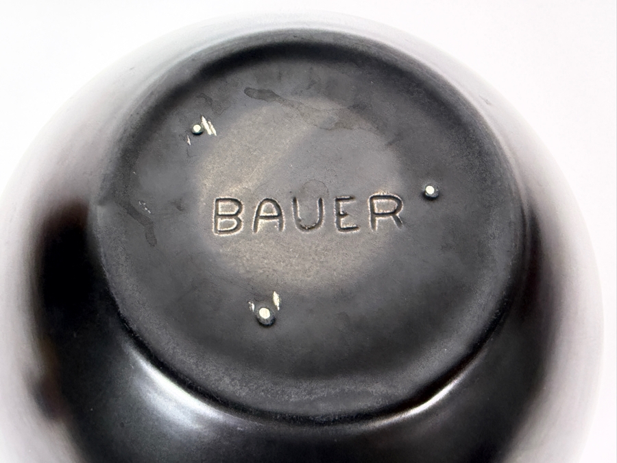 Just Added - Antique Bauer Pottery Black Indian Bowl No. 146 Featuring A Hand-Polished Matte Black Finish And Rounded Ovoid Form, Designed By Tracy Irwin, Produced In Los Angeles Circa Mid-20th Century 10'W X 7.5'H [Photo 6]