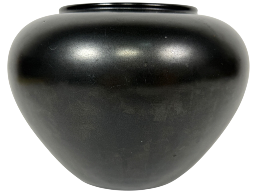 Just Added - Antique Bauer Pottery Blackware Jar Base Featuring An Authentic Impressed 'BAUER' Maker's Mark Produced In Los Angeles 7.5'W X 5.75'H