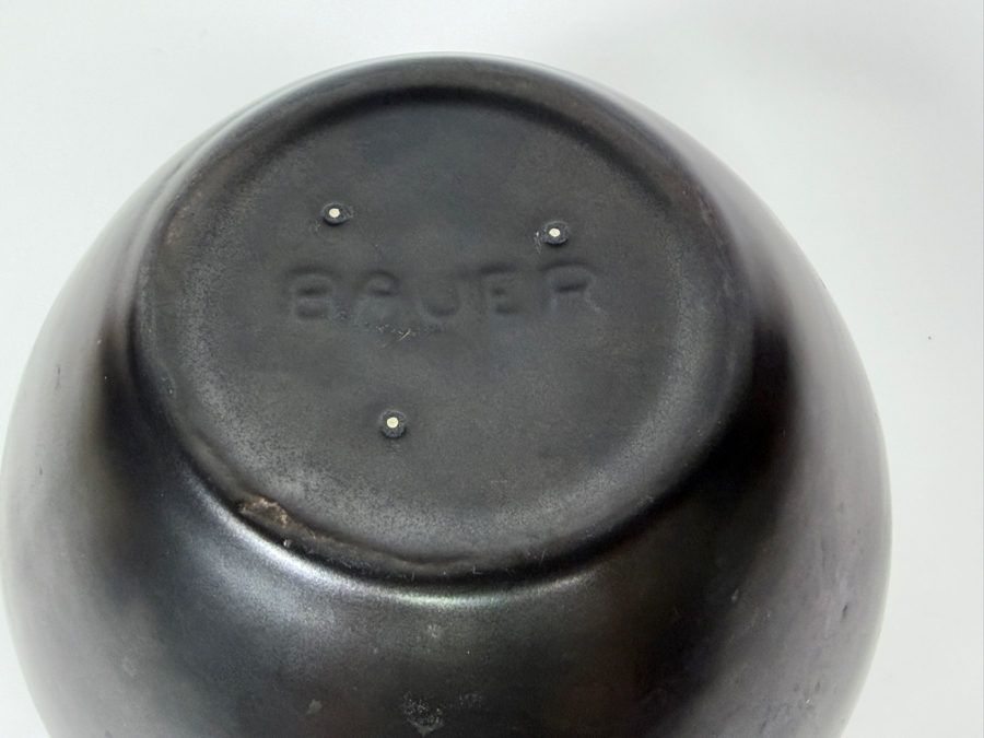 Just Added - Antique Bauer Pottery Blackware Jar Base Featuring An Authentic Impressed 'BAUER' Maker's Mark Produced In Los Angeles 7.5'W X 5.75'H [Photo 6]