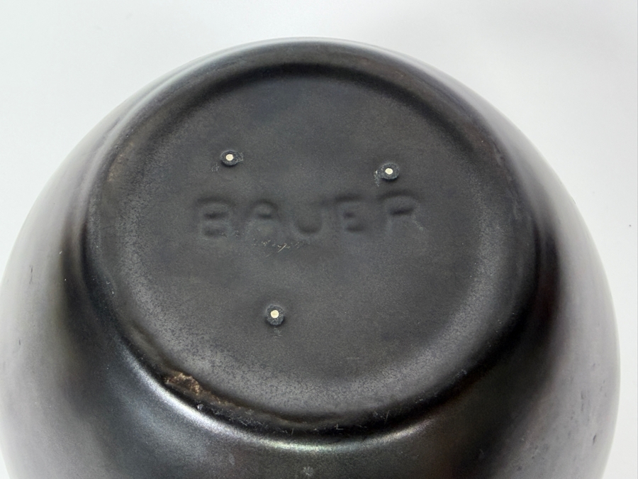 Just Added - Antique Bauer Pottery Blackware Jar Base Featuring An Authentic Impressed 'BAUER' Maker's Mark Produced In Los Angeles 7.5'W X 5.75'H [Photo 5]