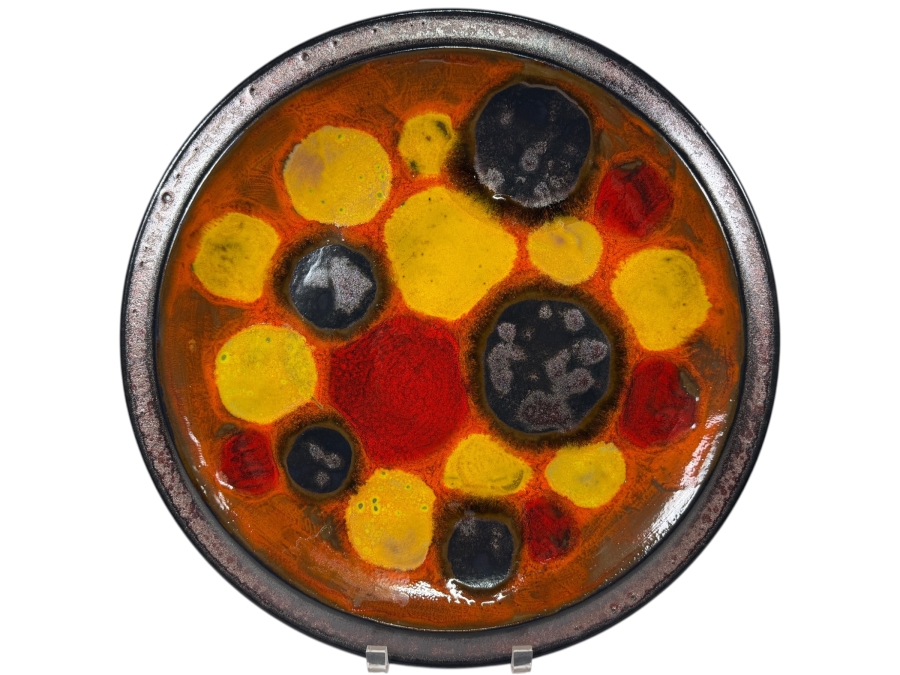 Just Added - Vintage West German Art Pottery Charger Base Featuring Hand-Painted Markings, Authentic 'Ars Munda' Label, And 'Pieter Breughel' Gallery Sticker From Amsterdam 17.5'W