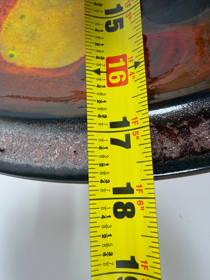 Just Added - Vintage West German Art Pottery Charger Base Featuring Hand-Painted Markings, Authentic 'Ars Munda' Label, And 'Pieter Breughel' Gallery Sticker From Amsterdam 17.5'W [Photo 9]