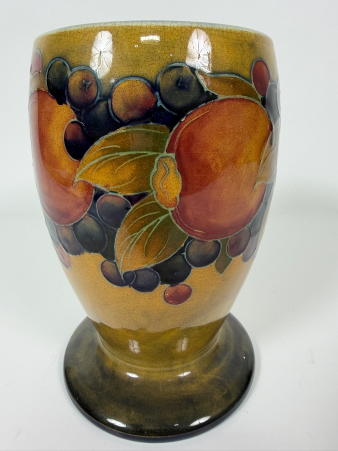 Just Added - Antique William Moorcroft 'Pomegranate' Vase Base Featuring Authentic Hand-Painted Cobalt Blue Artist Signature And 'Made In England' Stamp, Produced In Stoke-On-Trent 7.5'H [Photo 2]