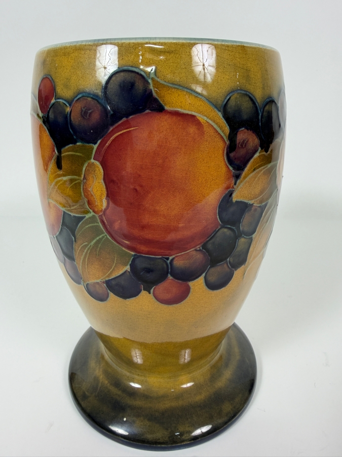 Just Added - Antique William Moorcroft 'Pomegranate' Vase Base Featuring Authentic Hand-Painted Cobalt Blue Artist Signature And 'Made In England' Stamp, Produced In Stoke-On-Trent 7.5'H [Photo 4]