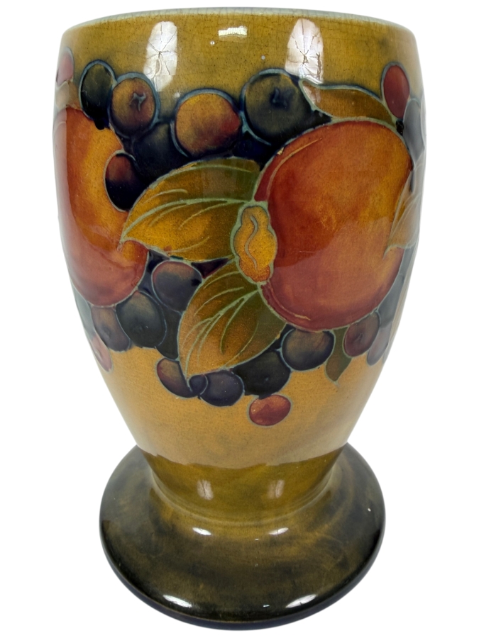 Just Added - Antique William Moorcroft 'Pomegranate' Vase Base Featuring Authentic Hand-Painted Cobalt Blue Artist Signature And 'Made In England' Stamp, Produced In Stoke-On-Trent 7.5'H