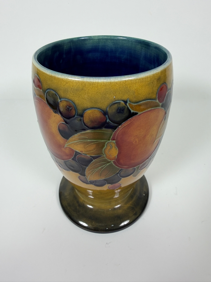 Just Added - Antique William Moorcroft 'Pomegranate' Vase Base Featuring Authentic Hand-Painted Cobalt Blue Artist Signature And 'Made In England' Stamp, Produced In Stoke-On-Trent 7.5'H [Photo 3]