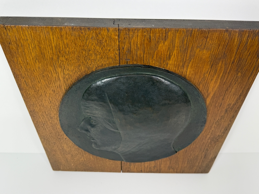 Just Added - Antique Bronze Relief Profile Plaque Hand-Signed By J. Vaillant And Dated 1913 Featuring The Authentic 'Cire C. Valsuani Perdue' Foundry Seal 10'W Frame: 13.5'W X 14'H [Photo 8]