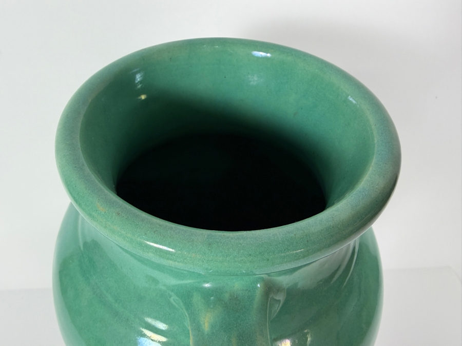 Just Added - Antique Bauer 'Rebekah' Two-Handled Stretched Baluster Vase In Matte Green Glaze, Designed By Matt Carlton, Produced In Los Angeles 16'H [Photo 5]