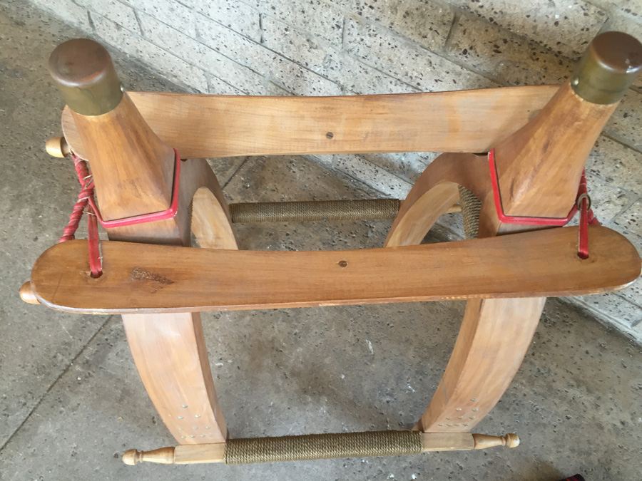 Vintage Baluch Saddle Bag Afghan Carpet With Custom Wooden Display Piece [Photo 15]