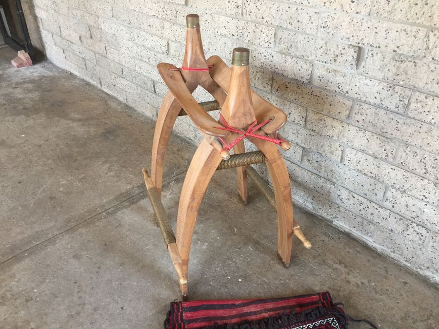 Vintage Baluch Saddle Bag Afghan Carpet With Custom Wooden Display Piece [Photo 12]