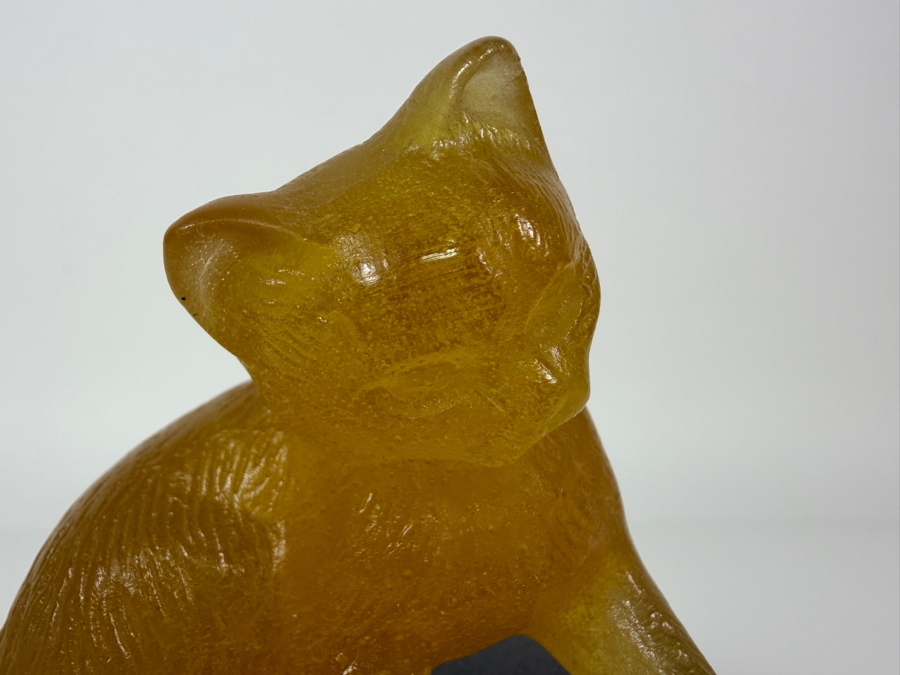 Just Added - Daum France Amber Pâte De Verre Crystal Figurine Featuring A Frosted Translucent Finish And An Authentic Hand-Etched Signature (2.5'H) With Granite Base (2.5'W X 3.5'H) [Photo 8]