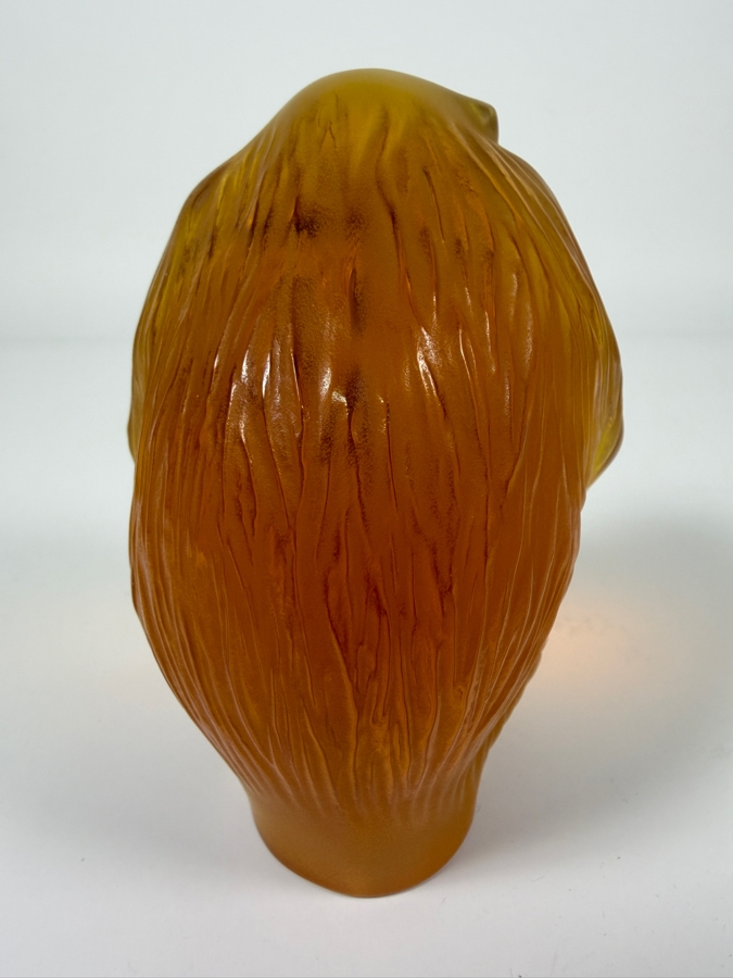 Just Added - Lalique France Amber Frosted Crystal Chimpanzee Figurine With Satin Finish And Engraved Signature On The Base [Photo 4]