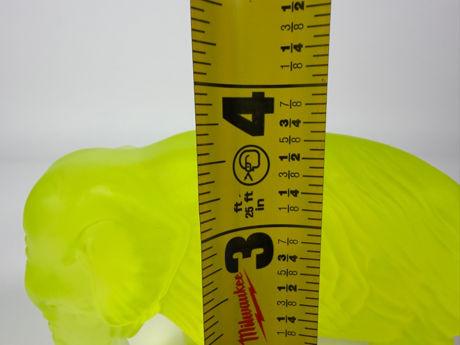 Just Added - Vintage Art Deco Bohemian Satin Finish Yellow Uranium Glass Elephant Figurine 5'W X 3.5'H [Photo 9]