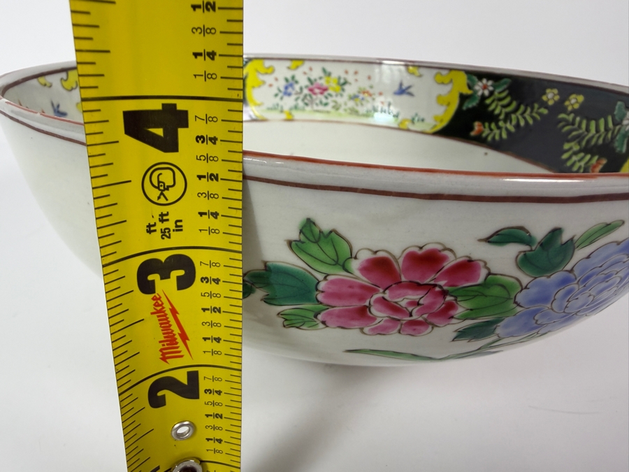 Just Added - Antique Japanese Nippon Hand-Painted Polychrome Porcelain Bowl Featuring Bird And Floral Motif With Hand-Painted Nippon Mark 9.5'W X 3.5'H [Photo 12]